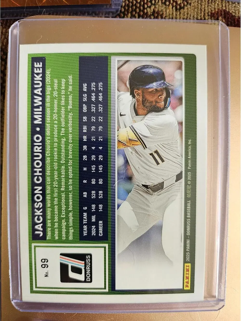 Jackson Chourio - 2025 Panini Donruss baseball - #99 - Brewers - RAW Mint